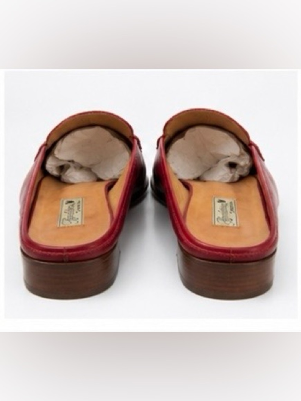 Brighton Julie Red Croc Embossed Leather Mule Loafers Tassel Slides Sz 10 - Picture 5 of 8